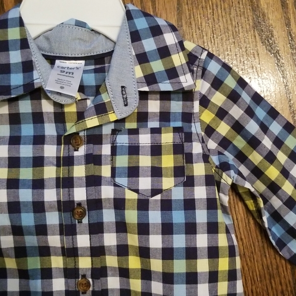 Baby boy button up outfit with suspenders - Picture 2 of 3